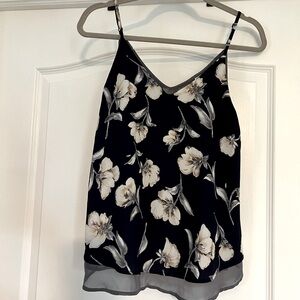 Navy blue tank with floral pattern